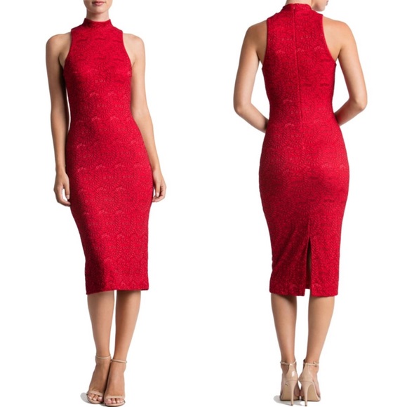 Dress the Population Dresses & Skirts - NWT Dress the Population Nora High Neck Lace Midi